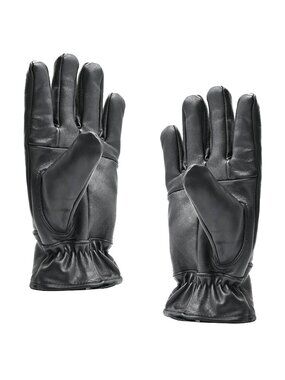 Mens Black Leather Gloves 100% Real Leather with Polyester Lining